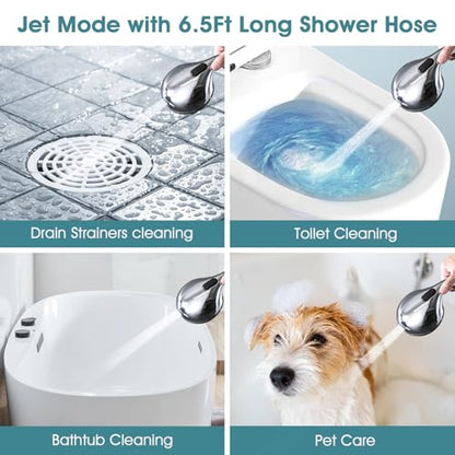 Hand Shower with Slide Bar, High Pressure 10 Setting Handheld Shower Head, Adjustable Height 24" Slide Bar, Wall Supply Elbow and 6.6ft Extra Long Shower Hose - Chrome - color: Chrome