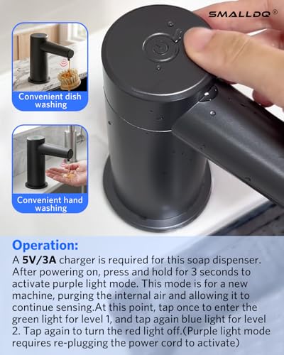 Built-in Touchless Automatic Kitchen Sink Dish Soap Dispenser | Universal Fit, Easy to Install, 38 Inch Silicone Tube Connects to Soap Bottle, Plug-in Electric for Kitchen & Bathroom, Black