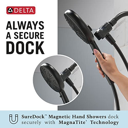 Delta Faucet 6-Spray SureDock Magnetic Shower Head with Handheld Spray, Black Shower Head with Hose, Showerheads & Handheld Showers, Handheld Shower Heads, Hand Shower, Matte Black 75613-BL - color: Matte Black