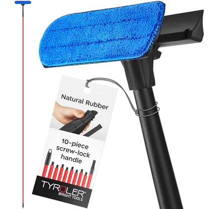 Tyroler Window Squeegee with Extension Pole 1-12.5ft | Window Cleaner Tool | | 10-Part Windows Washing Kit with Extension Pole | Professional Telescopic Window Squeegee for Home & High Glass - color: Black - 1 Ft-12.5 Ft