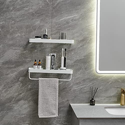 Bathroom Shelves Wall Mounted 2 Tier Glass Floating Shelf - Tempered Glass Wall Organizer (White) - color: White(rectangular)