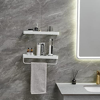 Bathroom Shelves Wall Mounted 2 Tier Glass Floating Shelf - Tempered Glass Wall Organizer (White) - color: White(rectangular)