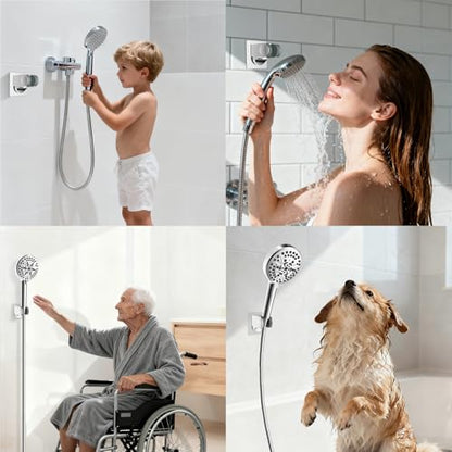 Hibbent 2 Pack Shower Head Holder - Strong Adhesive, Waterproof, Height Adjustable, Wall Mount, No Drilling, Chrome Finish - size: 2 Pack, style: Chrome