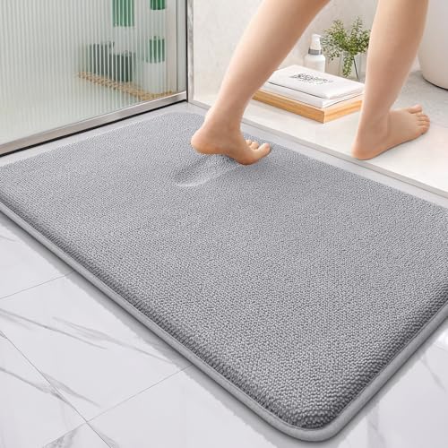 OLANLY Thick Memory Foam Bathroom Rugs 36x24, Soft Absorbent Bath Mat, Grey | Quick Dry Bath Rugs, Non-Slip Carpet, Machine Washable Mats for Bathroom Floor, Tub and Shower, Home Decor Accessories - color: Grey, size: 36" X 24"