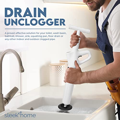 Air Plunger Drain Clog Remover By Sleek Home- High-Pressure Air Toilet Plunger & Drain Unclogger- Drain Cleaner & Hair Clog Remover Air Blaster (ABS)