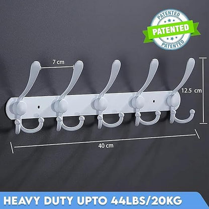 GlazieVault White Coat Hooks for Wall - Stainless Steel Coat Racks (2 Pack) - Heavy Duty White Coat Hooks Wall Mounted - Premium Design Rust Free White Coat Hangers Wall Hoks - style: White Tri