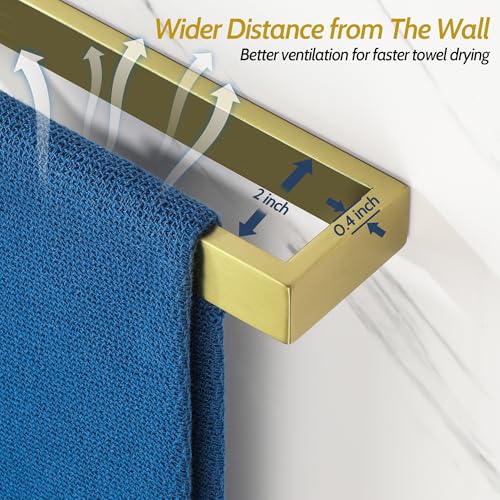 Sayayo Brushed Gold Towel Bar for Bathroom, 8 Inch Hand Towel Holder Wall Mount Square Towel Ring SUS304 Stainless Steel Towel Rack - color: Gold, size: 8 INCH