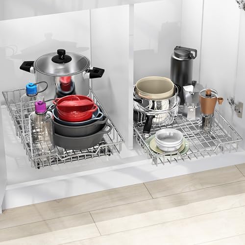 Simple Houseware Under Cabinet Pull Out Sliding Shelf Drawer, 21Dx14W | for Kitchen Organizer - size: 21" D x 14" W
