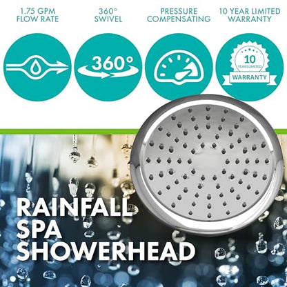 Niagara Conservation SN9517CH Rain Spa 8-in. 1.75 Gpm Fixed Showerhead, Chrome - color: Chrome, size: 1.75 GPM