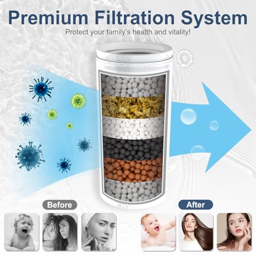 ELLO&ALLO Filtered Rain Shower Head with Handheld Spray, Rainfall Shower Head Combo with 59" Hose, Dual Showerhead Set with Adjustable Shower Extension Arm, Matte Black