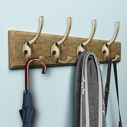 IBosins 32 Pack Antique Brass Double Coat Hooks Wall Mounted with 64 Screws | Retro Double Hooks Utility Hooks for Coat, Scarf, Bag, Towel, Key, Cap, Cup, Hat - color: 32 Pcs Antique Brass