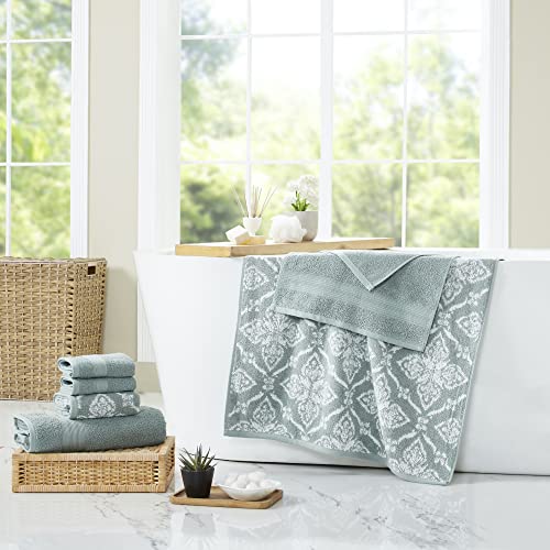 Modern Threads Amaris 6-Piece Reversible Yarn Dyed Jacquard Towel Set - Bath Towels, Hand Towels, & Washcloths - Super Absorbent & Quick Dry - 100% Combed Cotton, Ivy - color: Ivy Green, size: Small, style: Bohemian