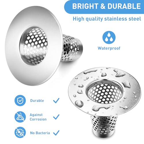 2PCS Bathroom Sink Drain Strainers, 1" Small Conical Premium Stainless Steel Porous Hair Catcher, Drainer Filter, Fit for 1.20"-1.60", Depth Than 1.60" Drain Hole