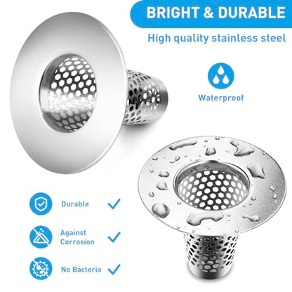 2PCS Bathroom Sink Drain Strainers, 1" Small Conical Premium Stainless Steel Porous Hair Catcher, Drainer Filter, Fit for 1.20"-1.60", Depth Than 1.60" Drain Hole