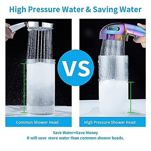 Drill-Free High Pressure Handheld Shower Head with ON/OFF Switch, 3 Spray Modes - Polished Finish, Shower Head (Radiant Rainbow) + Bracket + Hose | 3 Spray Modes with ON/OFF Switch, Detachable Dog Shower Attachment, Pet Shower Wand with Bracket & Hose, Ra