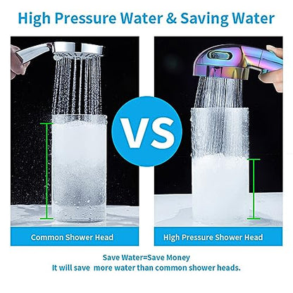 Drill-Free High Pressure Handheld Shower Head with ON/OFF Switch, 3 Spray Modes - Polished Finish, Shower Head (Radiant Rainbow) + Bracket + Hose | 3 Spray Modes with ON/OFF Switch, Detachable Dog Shower Attachment, Pet Shower Wand with Bracket & Hose, Ra