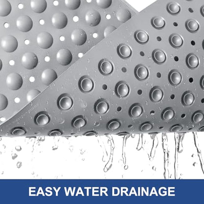 Square Shower Mat Non Slip: 32" x 32" Large Shower Mats for Inside Shower - Soft TPE Cuttable Anti Slip Shower Floor Mat with Drain Holes and Suction Cups - color: Gray