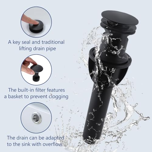 VCCUCINE Black Bathroom Faucet 3 Hole, 8 Inch Widespread Square Waterfall Bathroom Sink Faucet,Matte Black Vanity Bathroom Faucets for Vanity, Restroom, Commercial with Pop Up Drain and Supply Lines