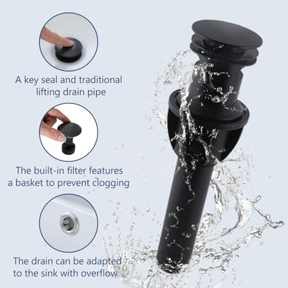 VCCUCINE Black Bathroom Faucet 3 Hole, 8 Inch Widespread Square Waterfall Bathroom Sink Faucet,Matte Black Vanity Bathroom Faucets for Vanity, Restroom, Commercial with Pop Up Drain and Supply Lines