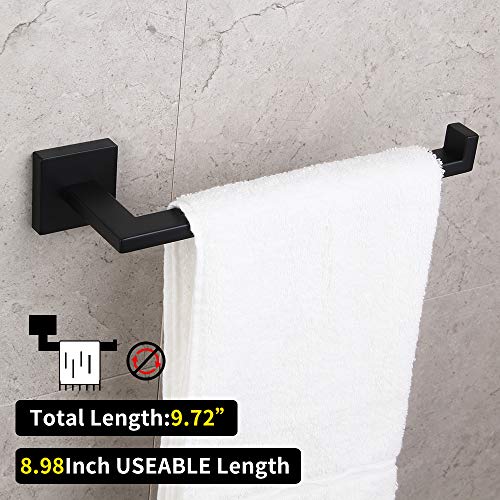GERZWY Modern Black Towel Holder SUS304 Stainless Steel Towel Hanger Towel Ring for Bathroom Lavatory Wall Mount Contemporary Style IG1806-BK - color: Black