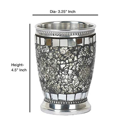 nu steel T Iceberg Bathroom Holder Decorative Cup for Water Best Tumblers for Mouthwash-Rinsing Silver Mosaic Finish, 3.5 x 3.5 x 4.5, ice, IB5I