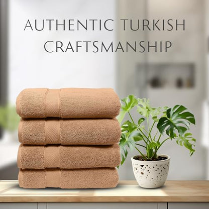 Maura Exquisite 4-Piece Turkish Bath Towel Set: Ultra-Soft, Thick, and Plush Towels for a Premium Hotel Experience in Timeless Classic Brown Elegance, Extra Large 30"x56" - color: Classic Brown, size: Bath Towel (4-Pack)