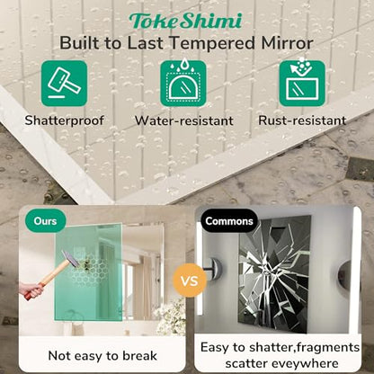 40x30 Frameless Mirror Bathroom Rectangle, Bathroom Vanity Mirror Beveled with 1" Beveled Edge, Shatterproof Farmhouse Mirrored Wall Mounted for Living Room, Entryway, Restroom - size: 30"L x 40"W, style: Beveled