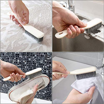 Dish Brush Set 4 Pack with Handle, Stiff Bristle Kitchen Scrub Brushes, Multi-Purpose Cleaning Brushes for Dishes, Pots, Sinks, Bottles, Grout Lines & Bathroom Surfaces