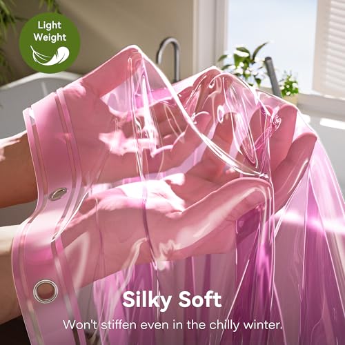 Pink Shower Curtain Liner 72x72, 2 Pack Lightweight Waterproof PEVA Plastic Transparent Shower Curtain for Bathroom with 3 Strong Magnets and 12 Rustproof Grommets - color: Clear Pink, size: 72"W x 72"L (Pack of 2)