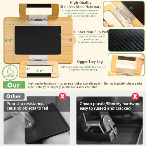 Smatdecis Couch Arm Tray Table Sofa Arm Clip, Armrest Tray Table Suitable for Home Drinks/Fast Food/Fruit Etc, Large Size Multi-Function Natural(360° Rotating Stand A) - color: Natural, size: 13" x 9.4"(360°A)