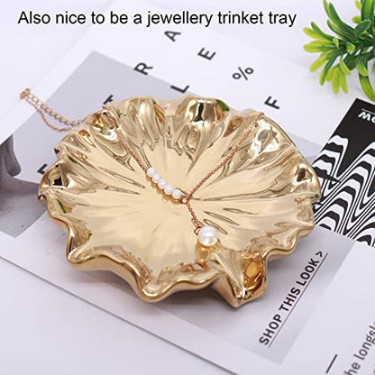 Lotus Leaf Soap Dish Gold Ceramic Soap Holder Self Draining Soap Dish Waterfall Slot Sponge Holder Bathroom Accessories for Bathroom, Kitchen,Bar Counter. - color: Gold