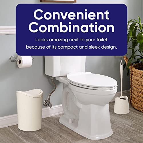 Superio Bathroom Trash Can with Toilet Brush Set Eco Friendly Modern Small Waste Basket Plastic Garbage Can with Swing Lid and Toilet Bowl Cleaner Bathroom Accessories Set