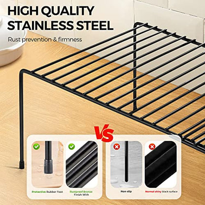 Ravinte 1 Pack Expandable Freezer Shelf Organizer, Black Kitchen Storage | Rustproof Metal Wire, Adjustable Width, Fridge, Pantry, Cupboard, Countertop, Easy Install, No Tools Needed, Space Saving - color: Black