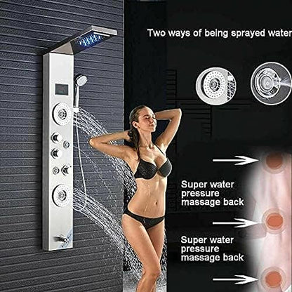 Shower Panel Tower Faucet Set Rain Massage Body Jets System Stainless Steel