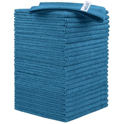 HOMEXCEL 24PK Microfiber Cleaning Cloth, Cleaning Rag for Home, 11.5x11.5in | Reusable, Lint Free, Scratch-Free and Highly Absorbent Towels for Kitchen, Window and Glass, Cars, Navy Blue - color: Navy Blue