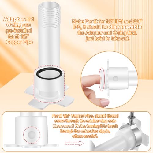 Enhon Tub Spout, Universal Fits 1/2'' Copper Pipe, 1/2'' IPS and 3/4'' IPS, Bathroom Bathtub Tub Faucet Replacement with Adapters(Without Diverter,Chrome) - color: Chrome, style: Without Diverter