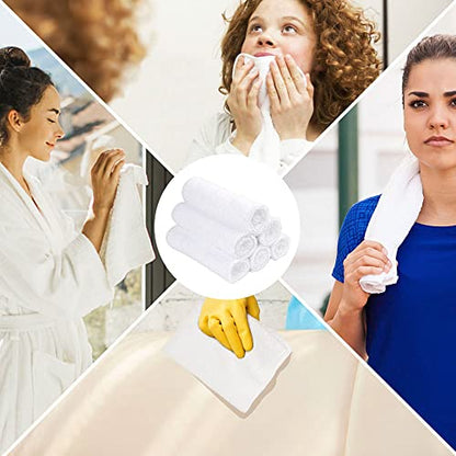 Orighty 12-Pack White Hand Towels - Quick Drying & Absorbent Microfiber Gym Towels 16x28 inches - Lightweight & Thin White Yoga Towels - Multi-Purpose Camping Towels for SPA, Hotel & Bathroom | Quick Drying & Absorbent, Lightweight & Thin White Yoga Towel