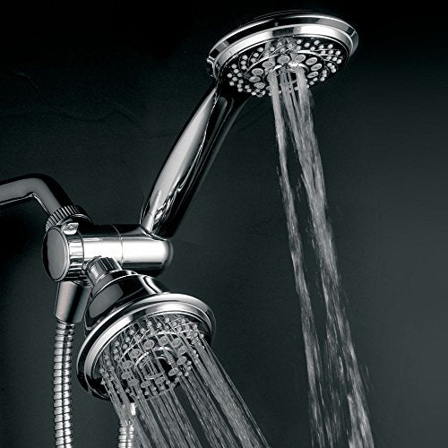 Hotel Spa 4-Inch Twin Shower Head Combo, Chrome, 30-Setting Shower Heads, 6-Foot Stainless Steel Hose, Ultra-Luxury, Showerspa - color: Chrome - 6 ft Hose
