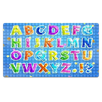 FCZ Bath Tub Mat Non Slip Shower Mat Educational Colorful Alphabet Table 26.8x15 inches Rectangular PVC Mat with Suction Cups Drain Holes Machine Washable - color: Educational Colorful Alphabet Table