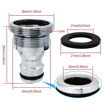 1pcs Brass Faucet Tap Quick Connector Adapter Kit,28mm Male Thread x 1mm Pitch Connector,Universal Faucet Adapter for Washing Machine And Pressure Washer(Silver) - size: 28mm Male Thread x 1mm