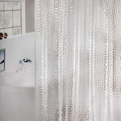 WELTRXE Shower Curtain Liner 8G EVA with 3 Magnets, Waterproof Clear Shower Curtains with 3D Water Cube Design, Heavy Duty Plastic Bathroom Shower Liner for Shower Stall, Bathtubs, 72 x 72,12 Hooks - color: Clear-water Cube, size: 72"W x 72"L (Pack of 1)