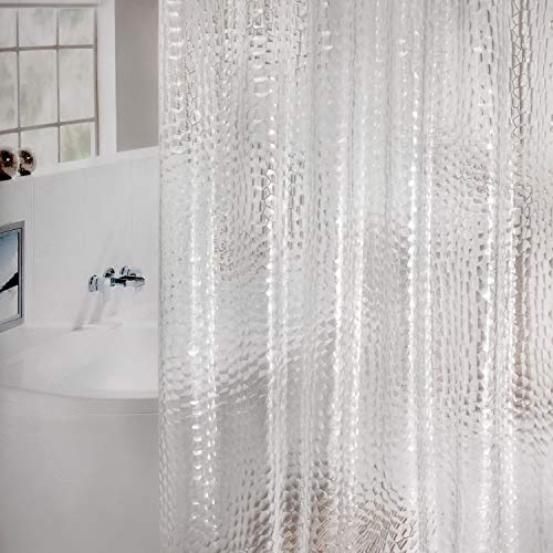 WELTRXE EVA Shower Curtain Liner with Magnets, 72 x 78 Inch Waterproof 3D Water Cube Clear Bathroom Shower Curtains, No Chemical Smell, Heavy Duty, Extra Long for Shower Stall, Bathtubs, 12 Hooks - color: Clear-water Cube, size: 72"W x 78"L (Pack of 1)