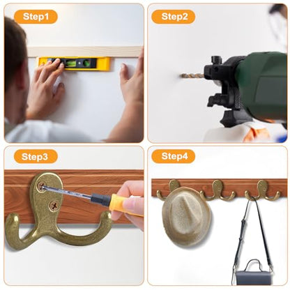 CBWLWJ 10 Pack Coat Hooks Wall Hooks for Hanging, Heavy Duty Double Prong Metal Hook Wall Mounted for Living Room, Bathroom, Kitchen, Bedroom for Coat, Bag, Scarf, Towel, Hat, Key, Cup (Bronze) - color: Bronze-10pack