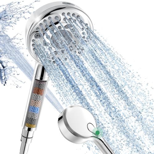 SunCleanse Filtered Shower Head with Handheld, 9-Spray Setting Detachable Showerhead with Filters, Shower Head for Hard Water - Filtered Chlorine, Improve Skin and Hair Texture, Chrome - color: Chrome, style: 9 Mode(With Filter)