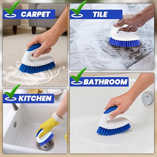 2 Pack Scrub Brushes, Cleaning Brush with Stiff Bristles, Handheld Scrubber for Bathroom, Shower, Tile, Carpet, Bathtub & Floor | Cleaning Brush with Stiff Bristles, Handheld Scrubber for Bathroom, Tile, Carpet, Bathtub & Floor - size: Standard