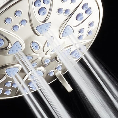 AquaDance Antimicrobial – Anti-Clog High-Pressure 6-Setting Shower Head with Microban Nozzle Protection from Growth of Mold, Mildew & Bacteria for Stronger Shower! 4" Sunset Blue - color: Satin Nickel / Sunset Blue Jets, style: 2.5 Gallons Per Minute