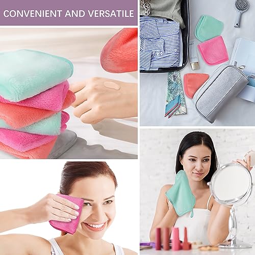 VIVOTE Microfiber Face Cloth Quick Drying Flannel Makeup Remover Pads 6pcs | 20cmx20cm Multi-color Ultra Soft & Reusable Wash Cloth for Face