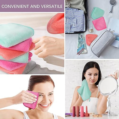 VIVOTE Microfiber Face Cloth Quick Drying Flannel Makeup Remover Pads 6pcs | 20cmx20cm Multi-color Ultra Soft & Reusable Wash Cloth for Face