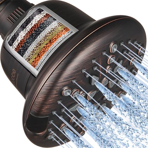 Cobbe Filtered Shower Head, 7 Modes High Pressure Shower Heads | Shower Head with Filters for Hard Water for Remove Chlorine and Harmful Substances (Oil Rubbed Bronze, 5 Inch Round) - color: Oil Rubbed Bronze, style: Round