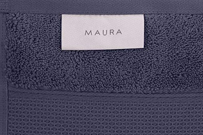 MAURA Indigo Blue Hand Towels for Bathroom. Luxury Turkish Cotton Bath Hand Towels Set of 6. Ultra-Soft, Thick & Plush - Denim Blue - color: Denim Blue, size: Hand Towel (6-Pack)